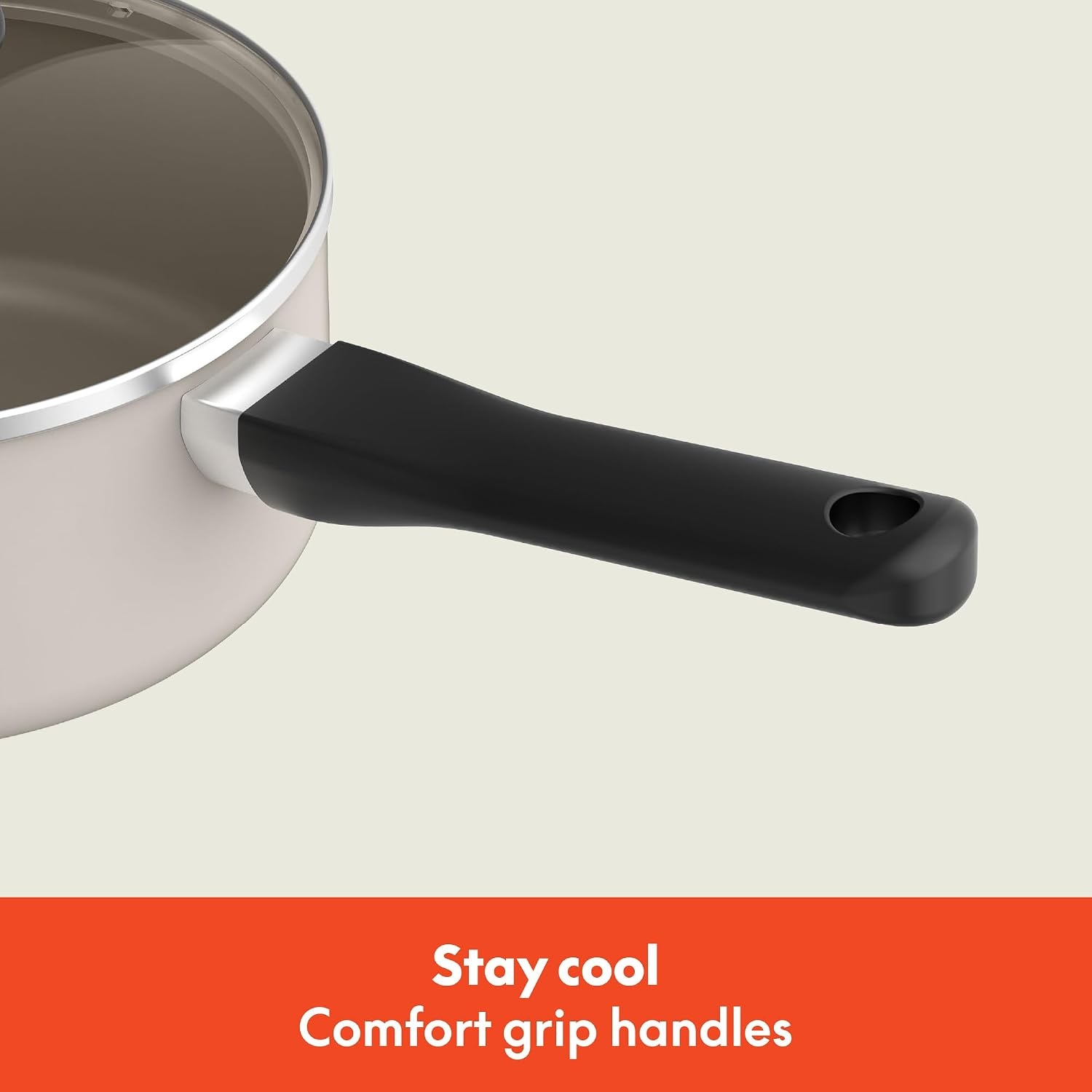 image:imagebella 12 Piece Cookware Set with EverGood Ceramic Nonstick Coating Dishwasher amp Oven Safe All Stovetops Compatible Tempered Glass Lids and Cool Touch Handles BlackOatmilk