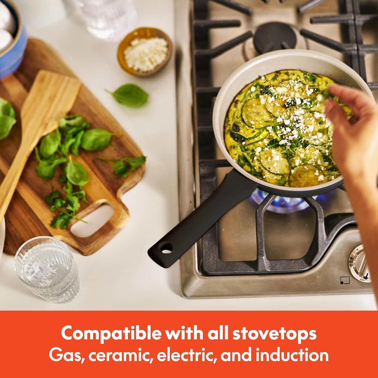 image:imagebella 7 Piece Cookware Set with EverGood Ceramic Nonstick Coating Dishwasher Safe Oven Safe All Stovetops Compatible Glass Lids with Silicone Rims Cool Touch Handles BlackBlack