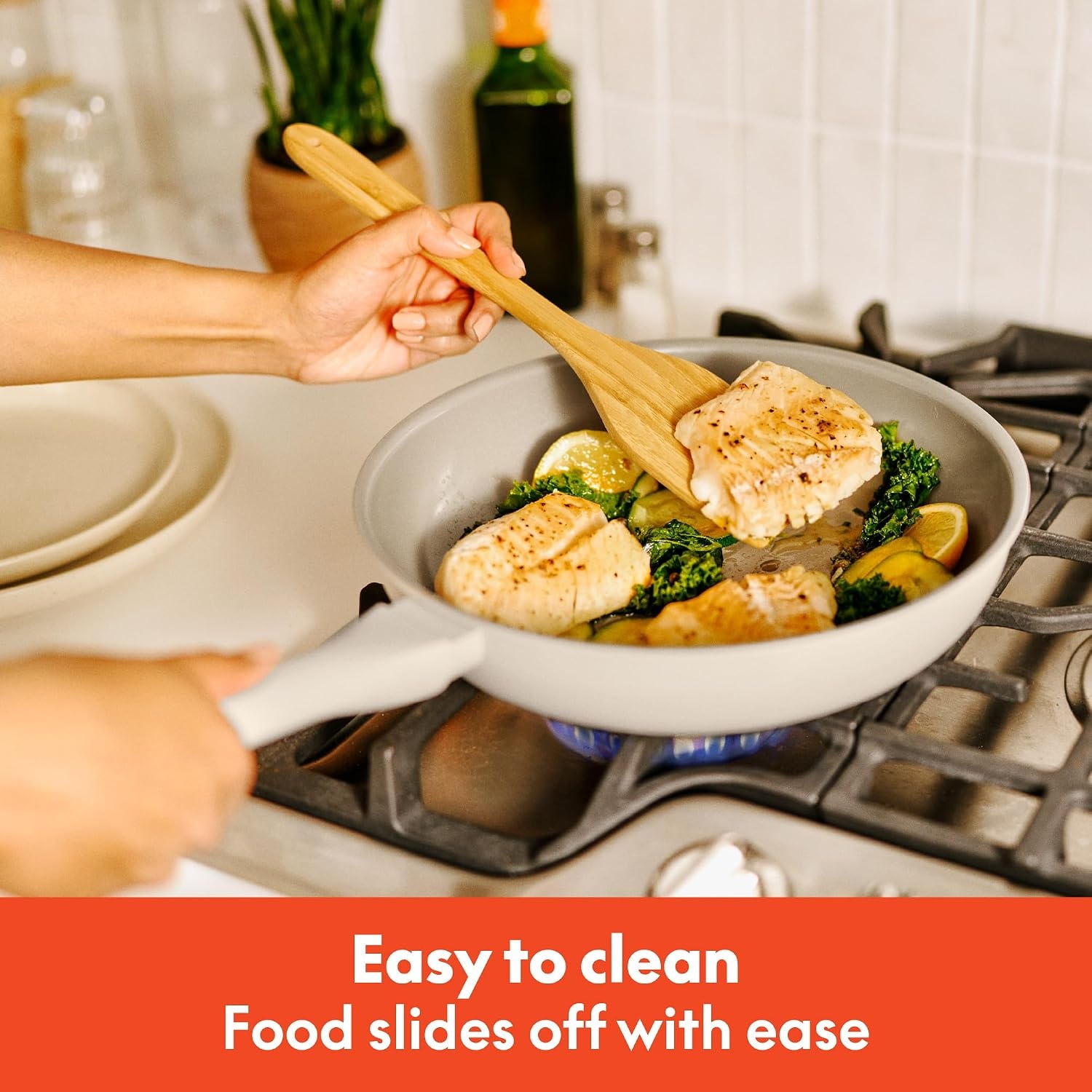 image:imagebella 7 Piece Cookware Set with EverGood Ceramic Nonstick Coating Dishwasher Safe Oven Safe All Stovetops Compatible Glass Lids with Silicone Rims Cool Touch Handles BlackOatmilk