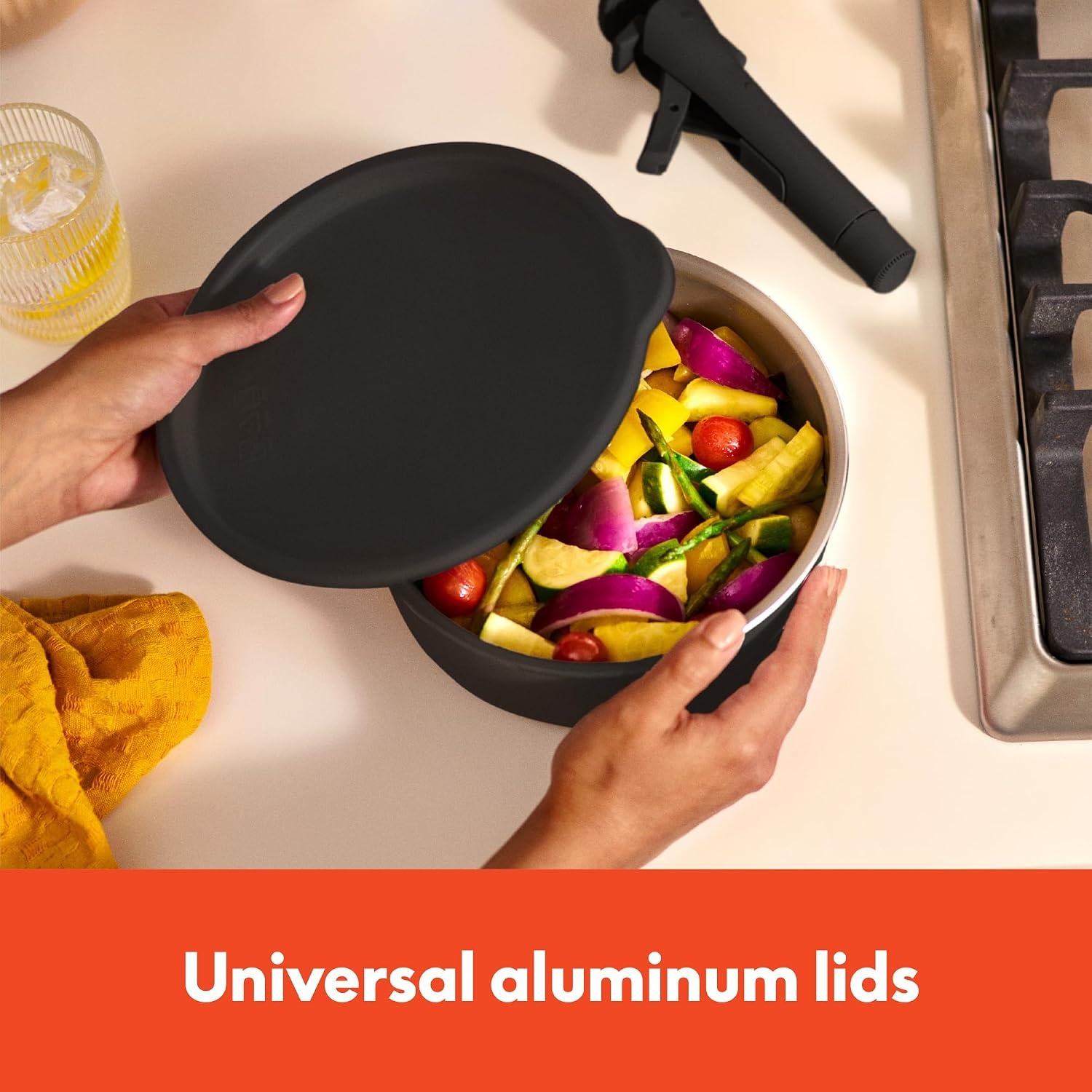 image:imagebella 8 Piece Removable Handle EverGood NonToxic Cookware Set OatmilkBlack