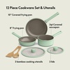 bella 7 Piece Cookware Set with EverGood™ Ceramic Nonstick Coating​, Dishwasher Safe Oven Safe, All Stovetops Compatible, Glass Lids with Silicone Rims, Cool Touch Handles, Black(Seaglass)