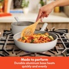 bella 7 Piece Cookware Set with EverGood™ Ceramic Nonstick Coating​, Dishwasher Safe Oven Safe, All Stovetops Compatible, Glass Lids with Silicone Rims, Cool Touch Handles, Black(Oatmilk)