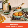bella 7 Piece Cookware Set with EverGood™ Ceramic Nonstick Coating​, Dishwasher Safe Oven Safe, All Stovetops Compatible, Glass Lids with Silicone Rims, Cool Touch Handles, Black(Seaglass)