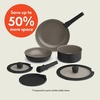 bella 8 Piece Removable Handle EverGood™ Non-Toxic Cookware Set, Oatmilk(Black)
