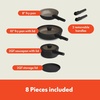 bella 8 Piece Removable Handle EverGood™ Non-Toxic Cookware Set, Oatmilk(Black)