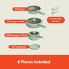 bella 8 Piece Removable Handle EverGood™ Non-Toxic Cookware Set, Oatmilk(Seaglass)