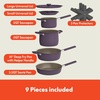 bella Fits-Anywhere 9-Piece Ceramic Nonstick Non-Toxic Cookware Set, Plum(Plum)