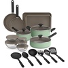 bella 21 Piece Kitchen Set with EverGood™ Ceramic Nonstick Coating​, Dishwasher & Oven Safe, All Stovetops Compatible, Tempered Glass Lids & Cool Touch Handles, Seaglass(Seaglass)