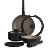 bella 8 Piece Removable Handle EverGood™ Non-Toxic Cookware Set, Oatmilk(Black)