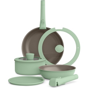 bella 8 Piece Removable Handle EverGood™ Non-Toxic Cookware Set, Oatmilk(Seaglass)
