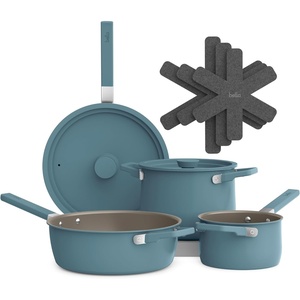 bella Fits-Anywhere 9-Piece Ceramic Nonstick Non-Toxic Cookware Set, Plum(Surf)