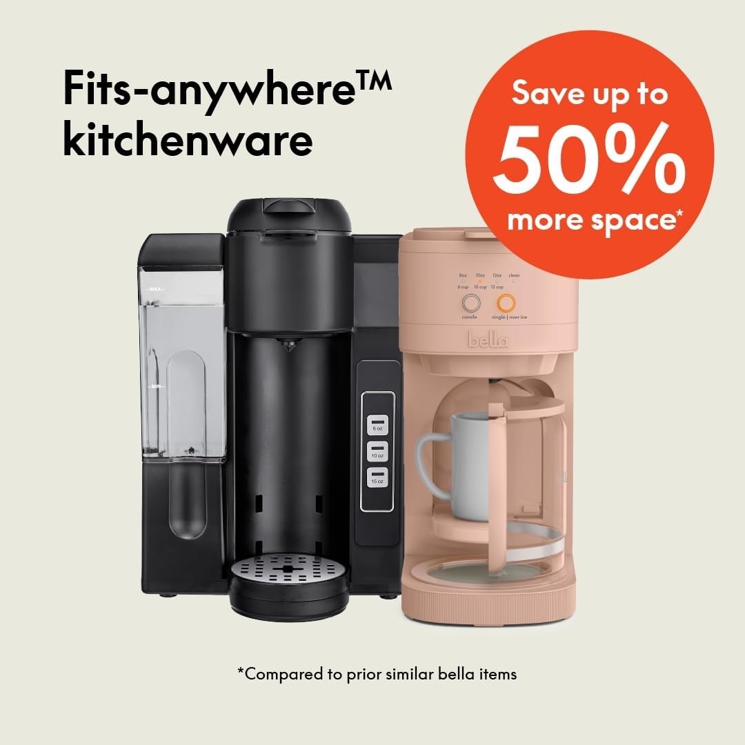 image:imageBELLA VersaBrew 2in1 Coffee Maker KCup compatible Brew 3 Sizes Carafes amp Single Serve Cups Dishwasher Safe Reusable Filter amp Filter Holder Iced Coffee Function 60oz Tank PlumBlossom