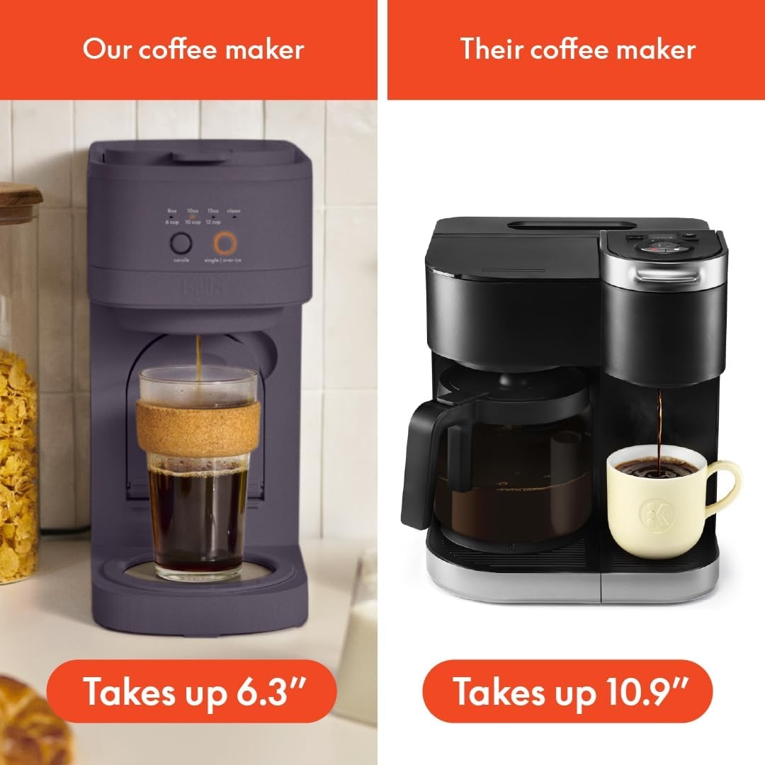 image:imageBELLA VersaBrew 2in1 Coffee Maker KCup compatible Brew 3 Sizes Carafes amp Single Serve Cups Dishwasher Safe Reusable Filter amp Filter Holder Iced Coffee Function 60oz Tank PlumPlum
