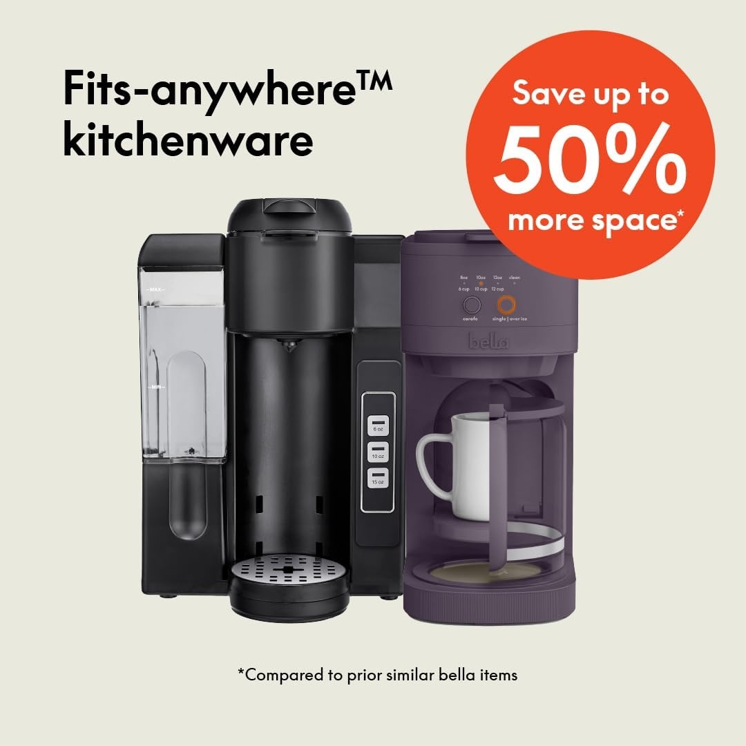 image:imageBELLA VersaBrew 2in1 Coffee Maker KCup compatible Brew 3 Sizes Carafes amp Single Serve Cups Dishwasher Safe Reusable Filter amp Filter Holder Iced Coffee Function 60oz Tank PlumPlum