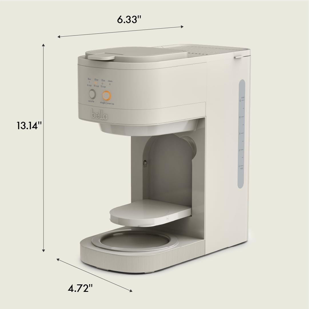 image:imageBELLA VersaBrew 2in1 Coffee Maker KCup compatible Brew 3 Sizes Carafes amp Single Serve Cups Dishwasher Safe Reusable Filter amp Filter Holder Iced Coffee Function 60oz Tank PlumOatmilk