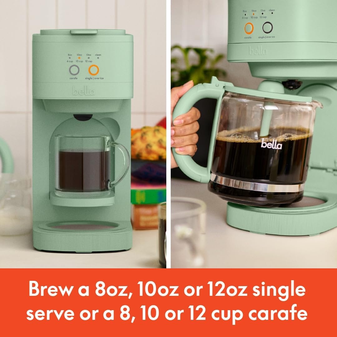 image:imageBELLA VersaBrew 2in1 Coffee Maker KCup compatible Brew 3 Sizes Carafes amp Single Serve Cups Dishwasher Safe Reusable Filter amp Filter Holder Iced Coffee Function 60oz Tank PlumSeaglass