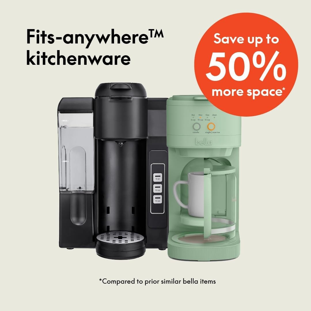 image:imageBELLA VersaBrew 2in1 Coffee Maker KCup compatible Brew 3 Sizes Carafes amp Single Serve Cups Dishwasher Safe Reusable Filter amp Filter Holder Iced Coffee Function 60oz Tank PlumSeaglass