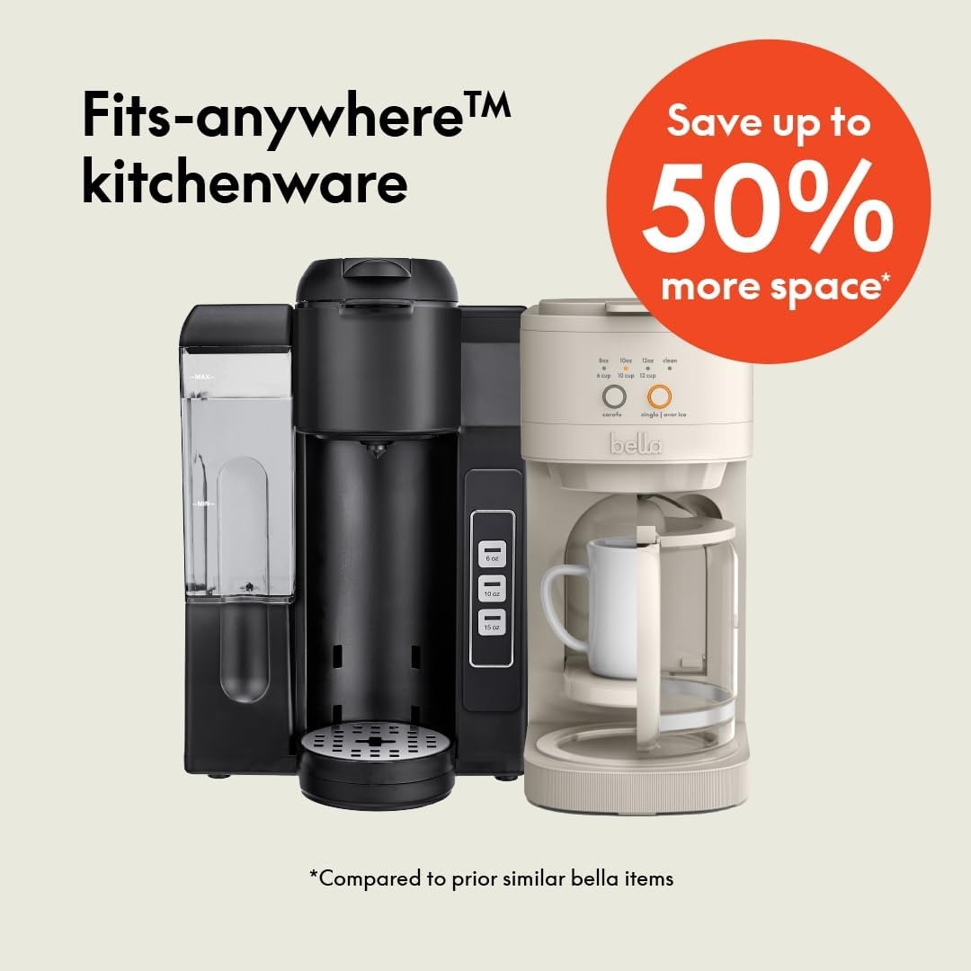 image:imageBELLA VersaBrew 2in1 Coffee Maker KCup compatible Brew 3 Sizes Carafes amp Single Serve Cups Dishwasher Safe Reusable Filter amp Filter Holder Iced Coffee Function 60oz Tank PlumOatmilk