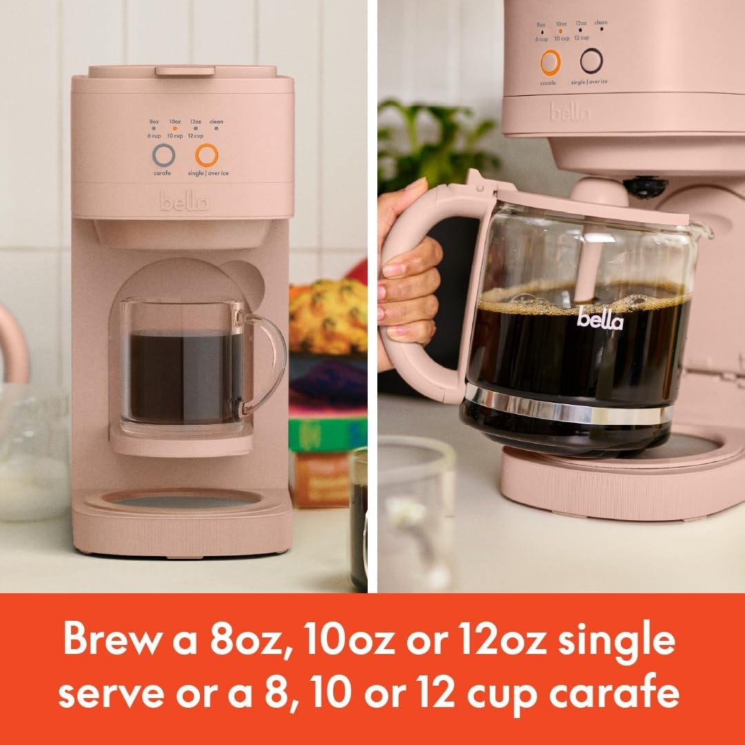 image:imageBELLA VersaBrew 2in1 Coffee Maker KCup compatible Brew 3 Sizes Carafes amp Single Serve Cups Dishwasher Safe Reusable Filter amp Filter Holder Iced Coffee Function 60oz Tank PlumBlossom