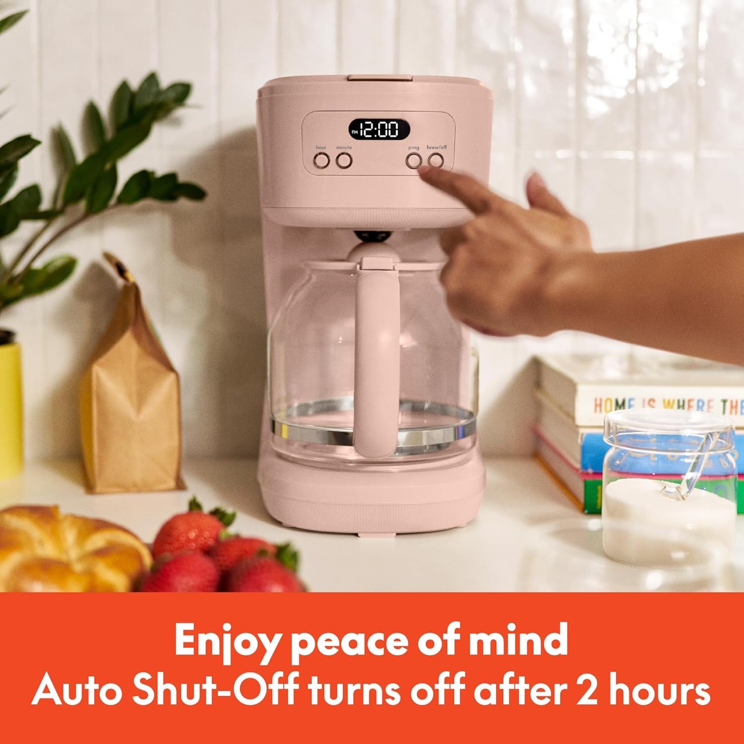 image:imagebella 12Cup Programmable Coffee Maker with NoDrip Glass Carafe BlossomBlossom
