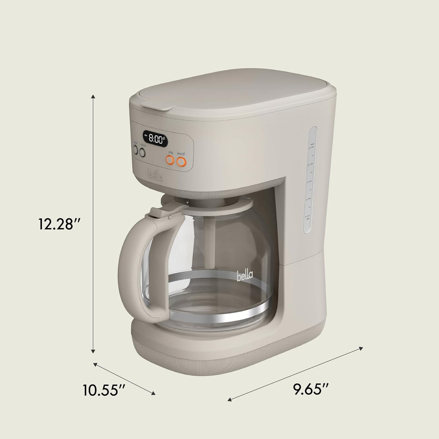 image:imagebella 12Cup Programmable Coffee Maker with NoDrip Glass Carafe BlossomOatmilk