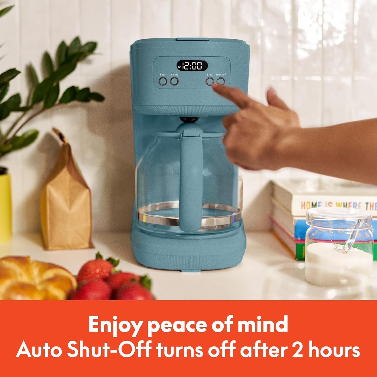 image:imagebella 12Cup Programmable Coffee Maker with NoDrip Glass Carafe BlossomSurf