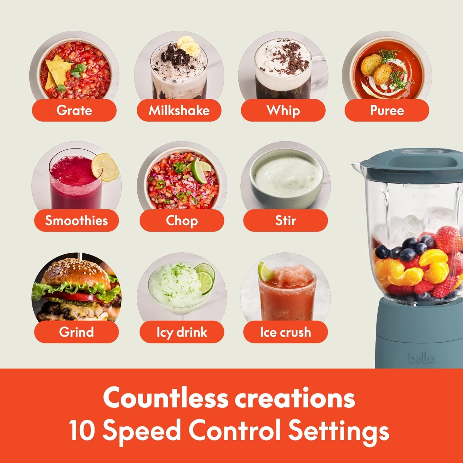 image:imagebella Fitsanywhere Flip amp Store Blender 48 oz 520W10speed PlumSurf