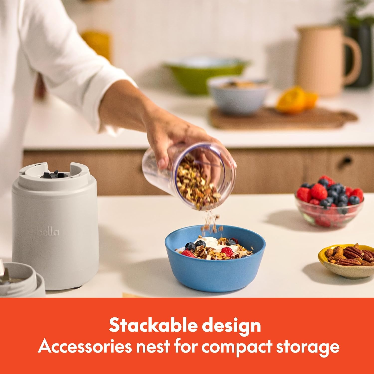 image:imagebella Rocket Blender 6Piece Set with Stacking Cups PlumOatmilk