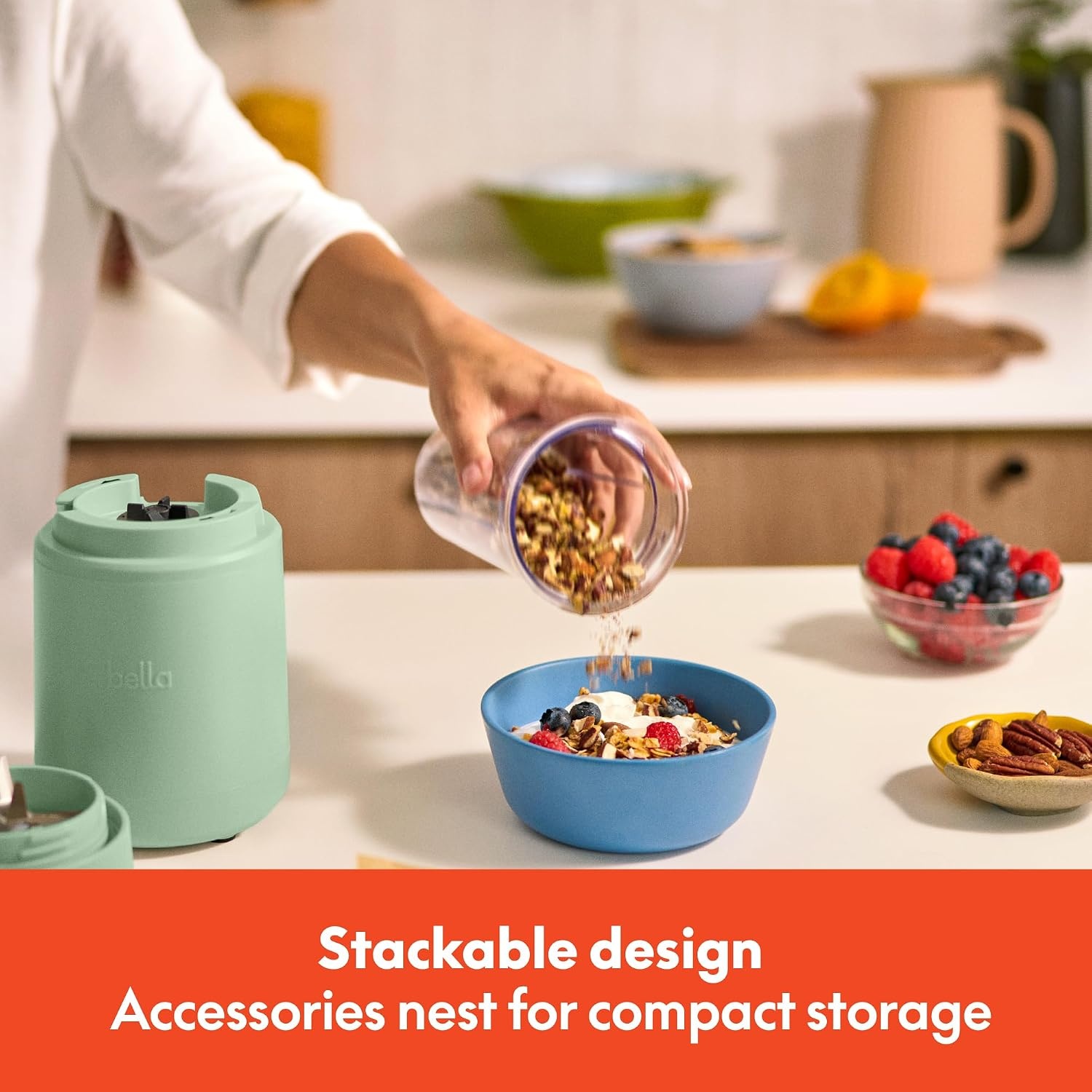 image:imagebella Rocket Blender 6Piece Set with Stacking Cups PlumSeaglass